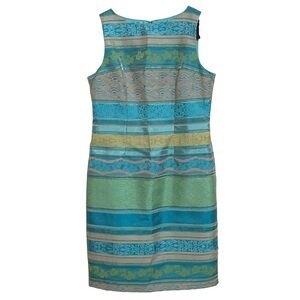 Chetta B Women’s 10 Blue Green Sheath Dress Sleeveless Knee Length Party Wedding